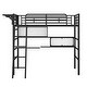 preview thumbnail 7 of 6, Black Twin Size Metal Loft Bed with 2 Shelves, Desk and Hanging Clothes Rack