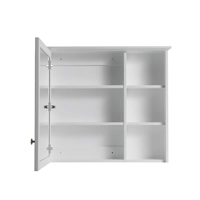 Modern Surface Mount Solid Wood Framed Medicine Cabinet With Mirror and Shelves