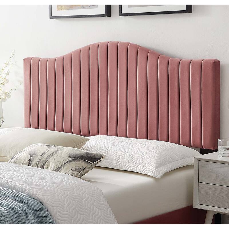 Findlay Arched Heather Pink Velvet Upholstered Full/Queen Size Headboard