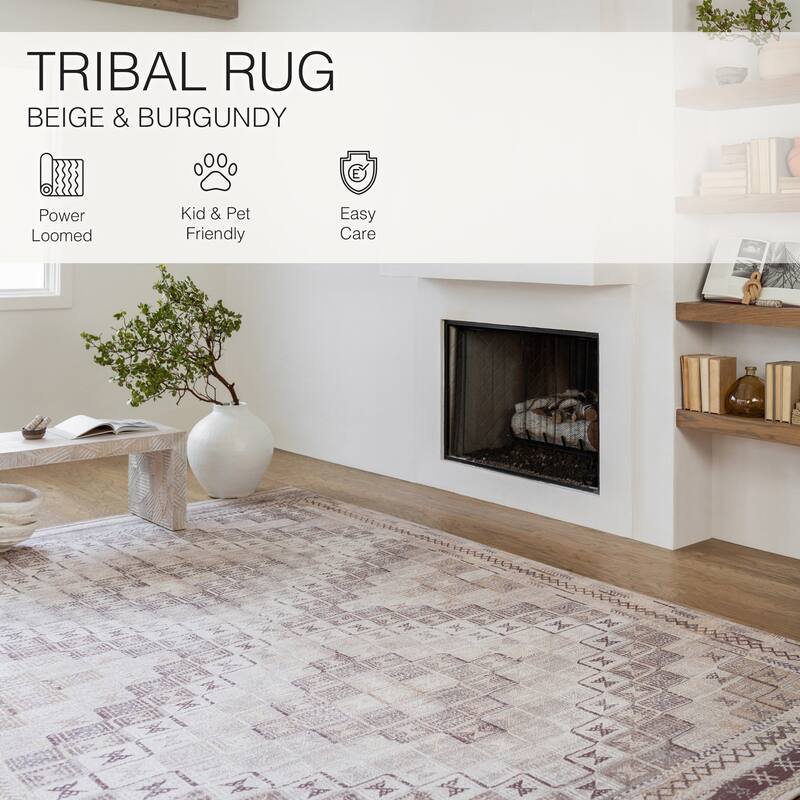 Davina Machine Washable Tribal Area Rug
