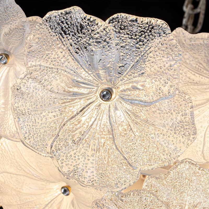 LED Flush Mount Ceiling Light with Clear and Frosted Glass Petal Design