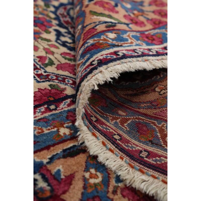 Hand Knotted Oriental 100% Wool Carpet Traditional Floral Beige & Ivories Kerman Area Rug - 11' 5'' X 8' 1''