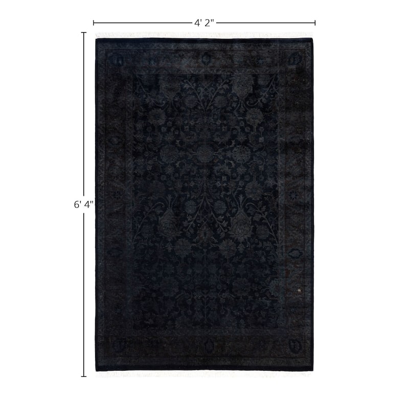 Overdyed One-of-a-Kind Hand-Knotted Area Rug - Black - 4' 2" x 6' 4"