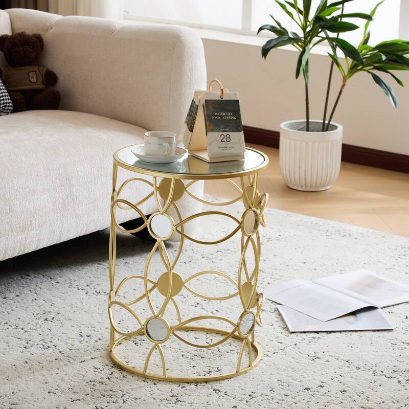 Contemporary Metallic Side Table - Slim Steel Frame With Reflective Mirror Surface‌