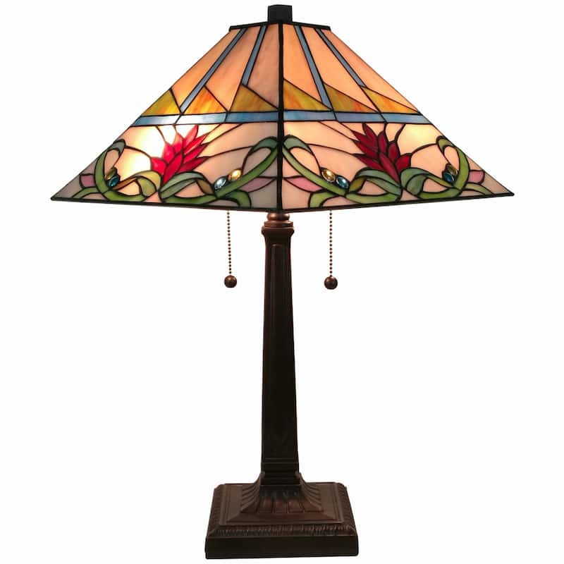 22-Inch Dark Brown Metal Candlestick Table Lamp with White Shade - 11" x 21" x 22"
