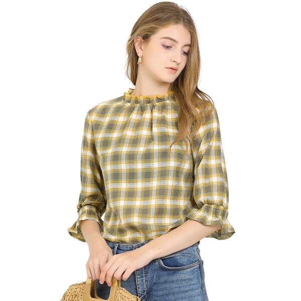 yellow plaid blouse