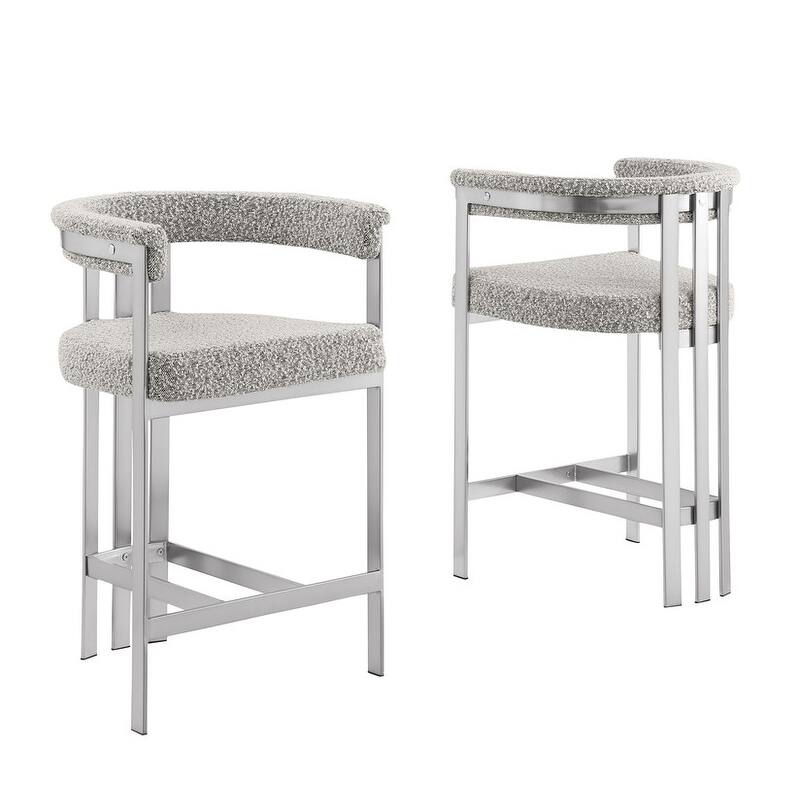 Best Quality Furniture Matte Brushed Chrome Counter Height Chairs (Set of 2) - N/A