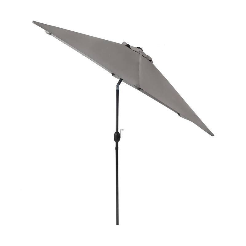 9FT Outdoor Patio Iron LegsTilt-Adjustable Round Tilting Umbrella