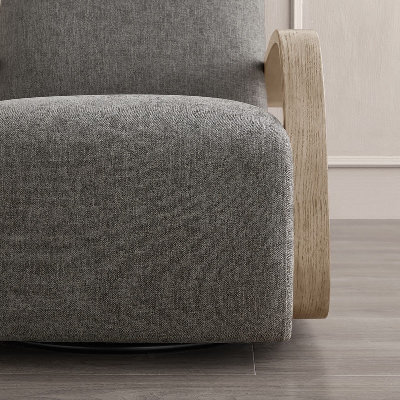 Eli Swivel Accent Chair with U-Shaped Wood Arm