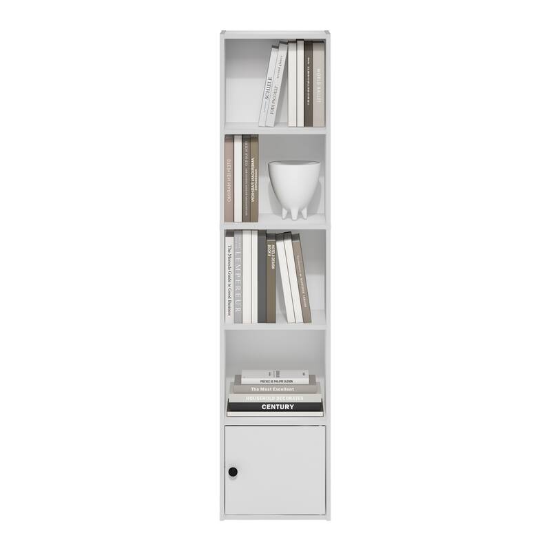Furinno Luder 5-Tier Shelf Bookcase with 1 Door Storage Cabinet