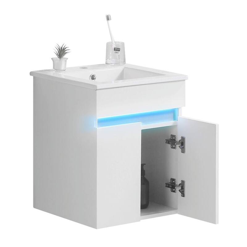 Sleek 16" Wall-Mounted Bathroom Vanity with Sink and Ample Storage