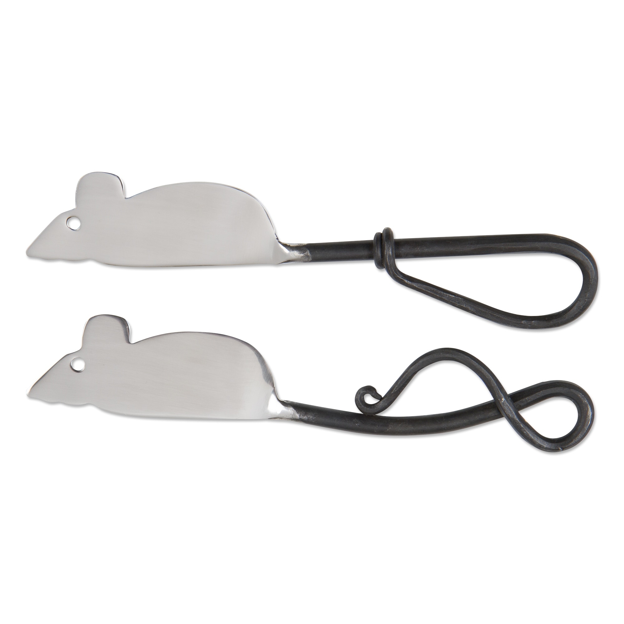 Mouse Spreader Set of 2 Stainless Steel Cheese Knives Everyday Serving Utensils Hand Wash Only 7in x 2in
