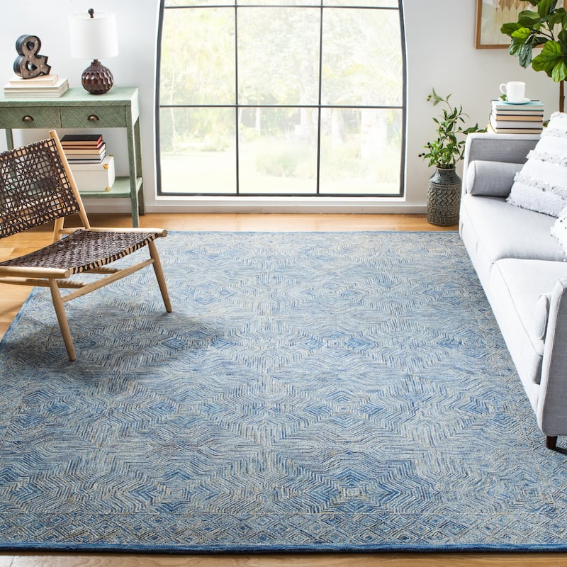 SAFAVIEH Handmade Micro-Loop Joshka Wool Rug - 5' Square - Blue