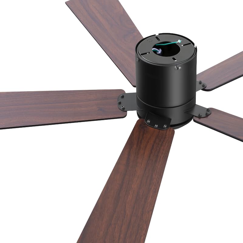 2 Set 42-inch Flush Mount Ceiling Fan No Light with Remote(5 Reversible Blades)
