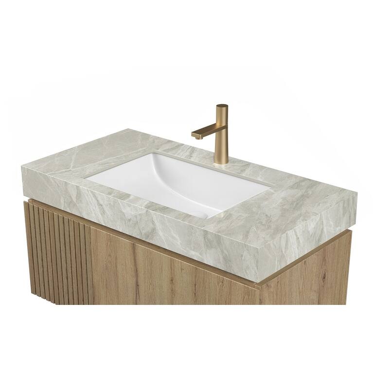 36" Roma Travertine-Pattern Countertop with Basin, NO Cabinet, NO Faucet and Sink Cover