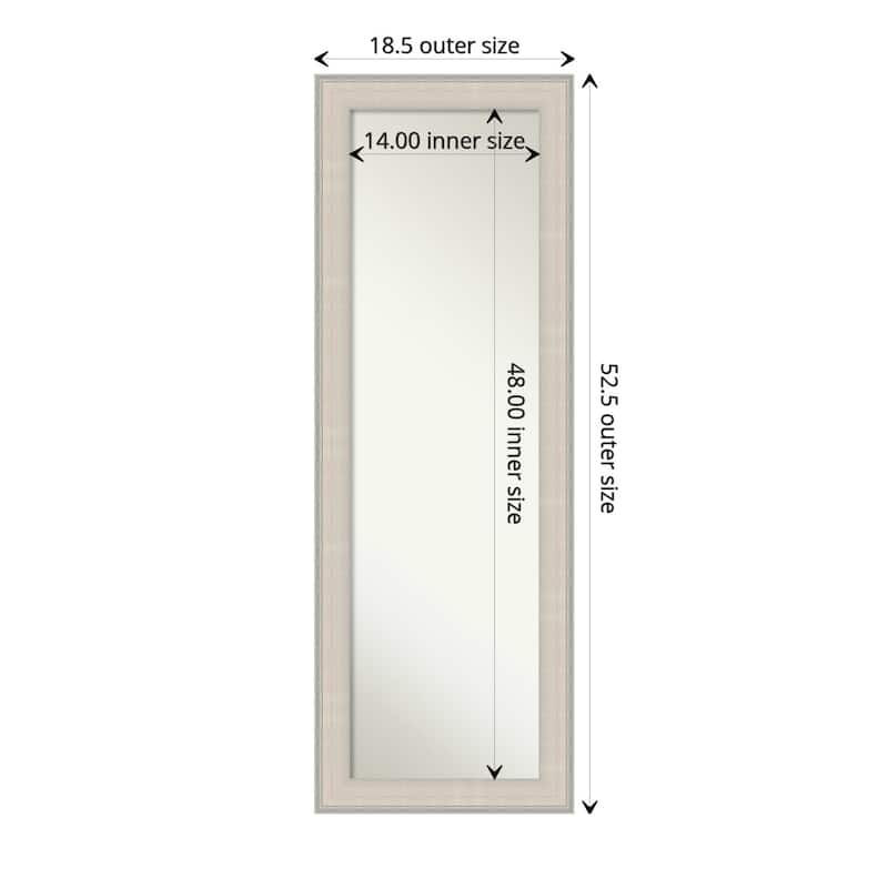 Cottage White Silver Non-Beveled Wood Framed Full-Length On the Door Mirror - Cottage White Silver - Glass Size 14x48