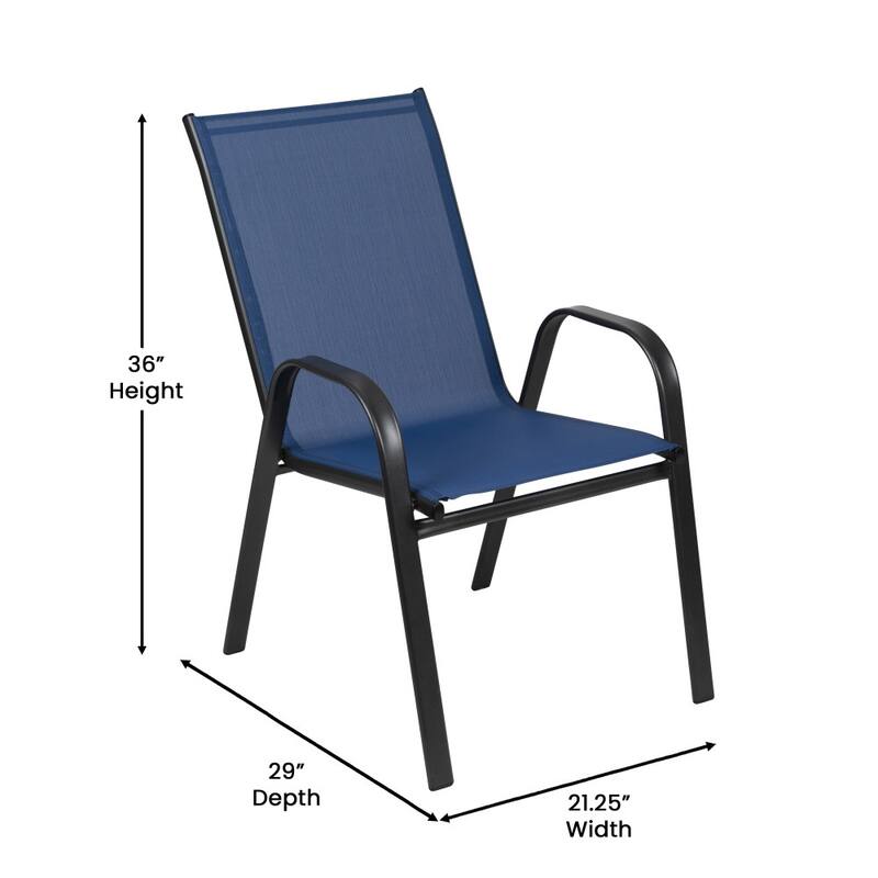5 Piece Patio Dining Set - Glass Table, 4 Flex Stack Chairs