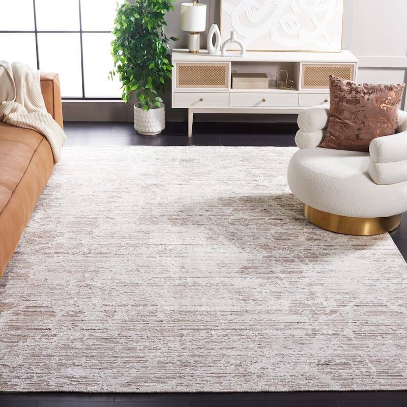 SAFAVIEH Handmade Mirage Biserka Modern Abstract Viscose Rug - 9' x 12' - Ivory/Taupe