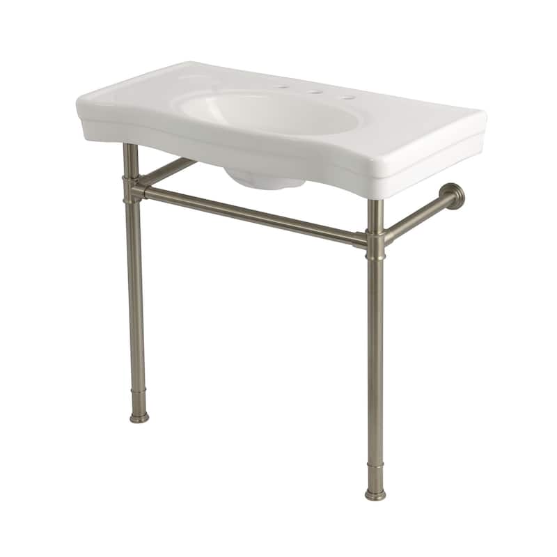 Kingston Brass KVPB36198.38 Imperial 35-13/16" Rectangular Ceramic and - White / Brushed Nickel