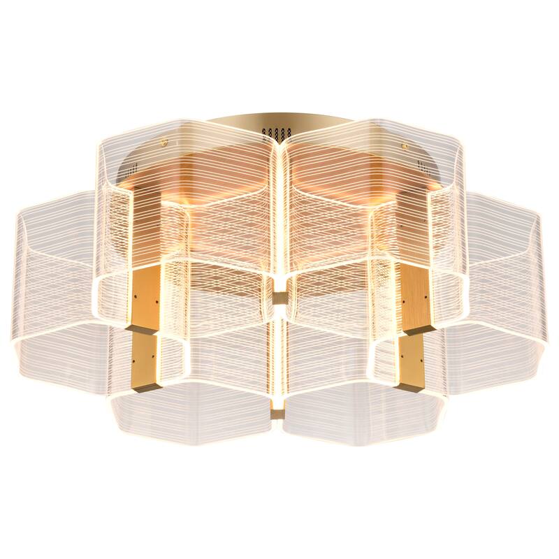 Kenzo LED 6 Light Flush Mount Vintage Brass Finish Light Guide Panel - Polished Anodized Bronze