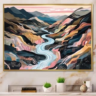 Designart "Vibrant Mountain Landscapes II" Abstract Landscape Framed Wall Art Prints