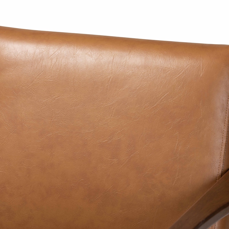 Bianca Mid-Century Faux Leather Lounge chair and Ottoman Set(2pcs) - Walnut