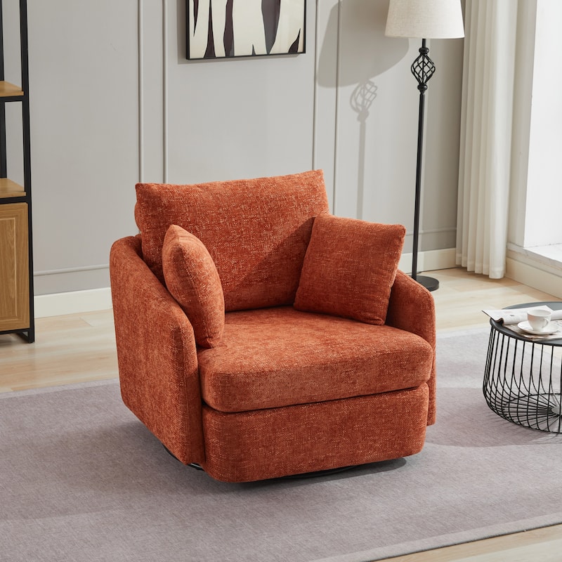 40.6" W Upholstered Swivel Accent Sofa Chair With Pillows