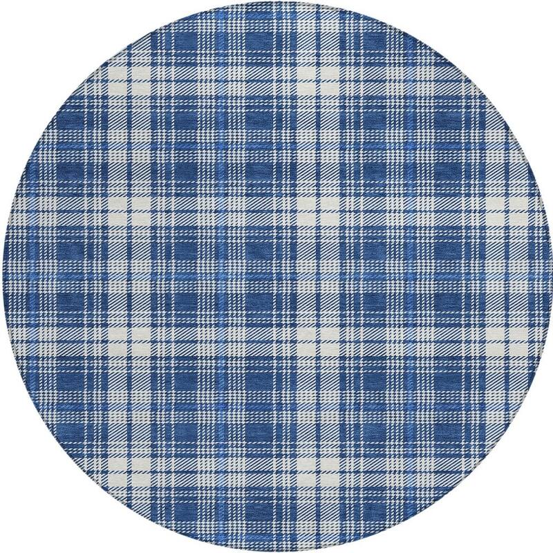 HomeRoots Plaid Transitional Rectangle Outdoor Rug