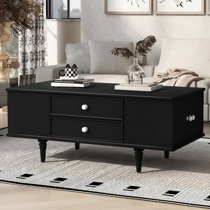 Rectangle Coffee Table with Two Side Hidden Storage Compartments