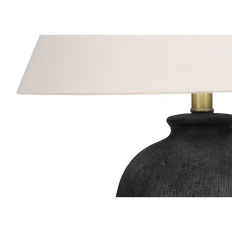 Lighting, 24"h, Table Lamp, Black Ceramic, Ivory / Cream Shade, Modern