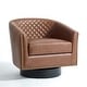 preview thumbnail 15 of 79, 2 Set Tufted PU Vegan Leather Swivel Barrel Chair with Nailheads Trim