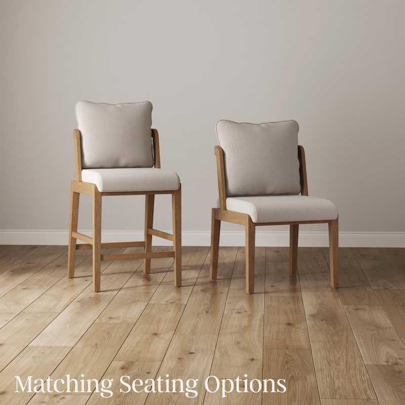 Chuck Scandinavian Upholstered Dining Chair with Curved Back with Cushion, Solid Wood Legs and Flax Upholstery