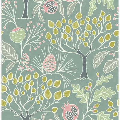 Trees Paris Shiloh Green Botanical Wallpaper