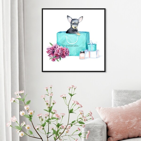 Oliver Gal 'acqua chic chihuahua' Animals Wall Art Framed Canvas