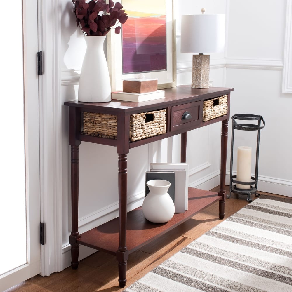 SAFAVIEH Evalena Distressed Black Console Storage Table - 44.5" x 13.4" x 31.5" - 45"W x 13"D x 32"H