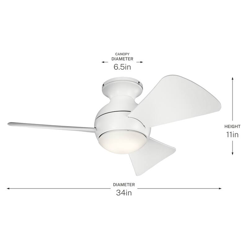 Kichler Lighting Sola Collection 34-inch Matte White LED Ceiling Fan
