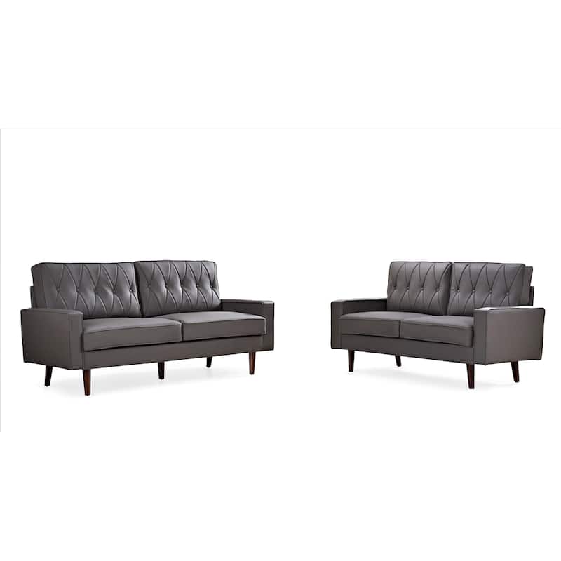 Acire Faux Leather Cushion Back 2PCS Living Room Set