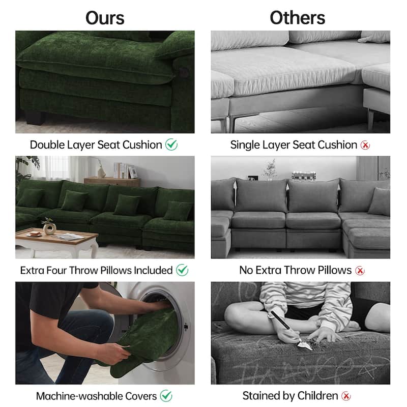 Modular Sectional Sofa Set Convertible Sectional Sleeper Sofa with Chaise for Apartment