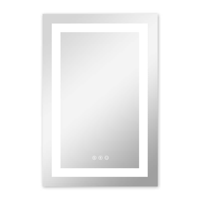 LED Bathroom Vanity Mirror Wall Mounted Dimmable Anti-Fog Mirror with 3 Buttons Vertical & Horizontal Hang - 24×36