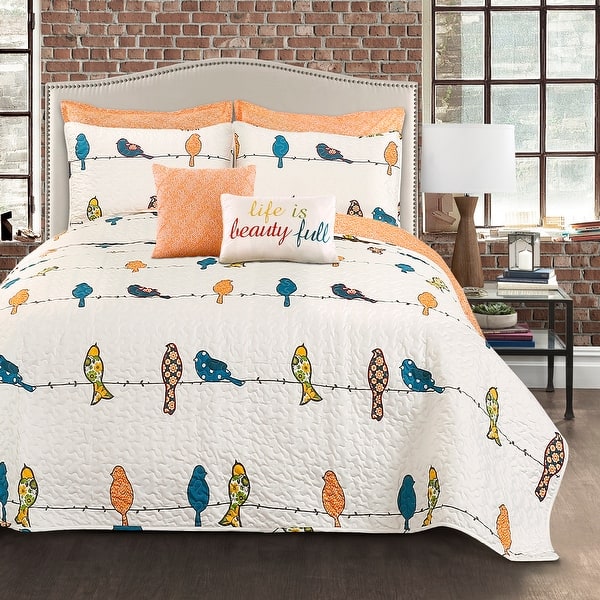 slide 2 of 6, Lush Decor Rowley Birds 7 Piece Quilt Set Multi-color - Full - Queen
