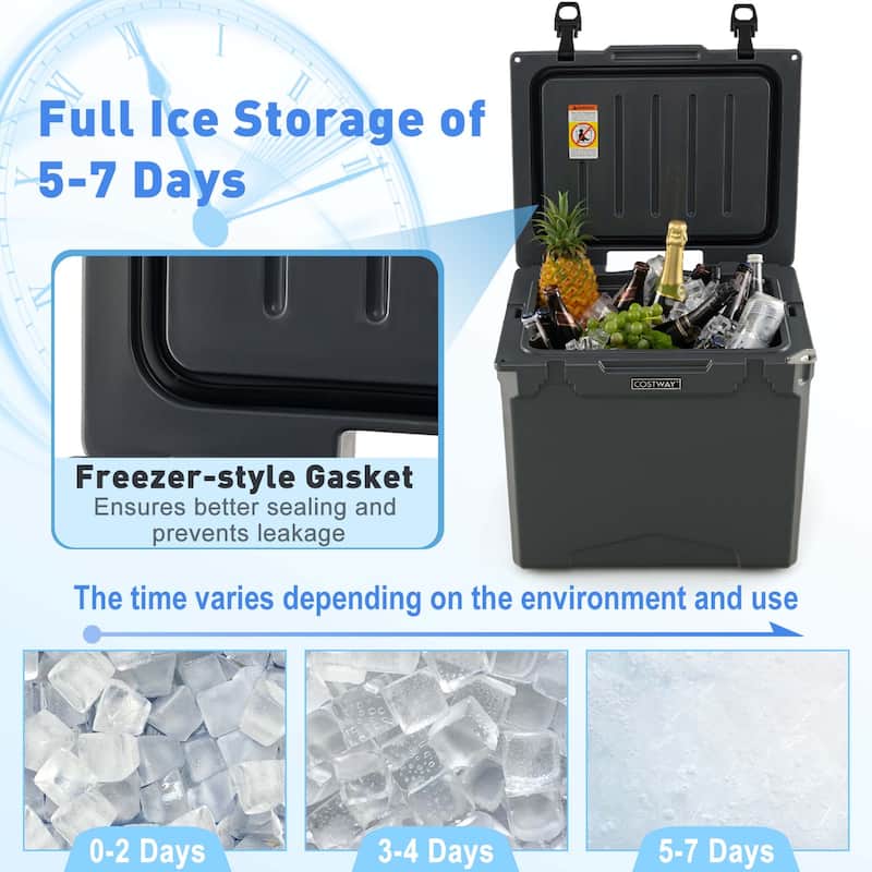 42 Qt Portable Cooler Roto Molded Ice Chest with wheels Handle