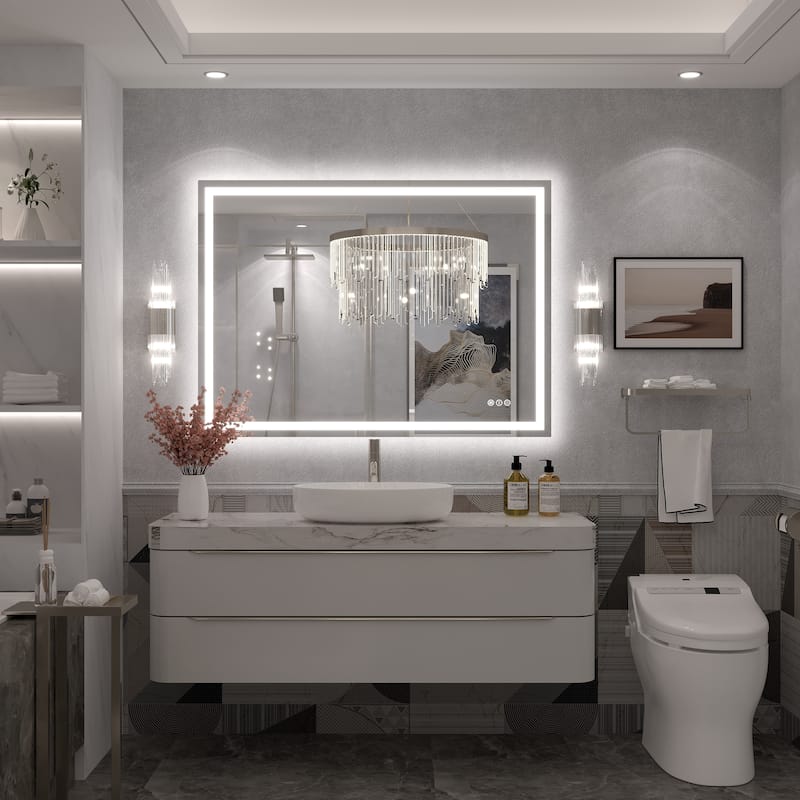 UL Certified Frameless LED Front Light and Backlit Wall Bathroom Vanity Mirror