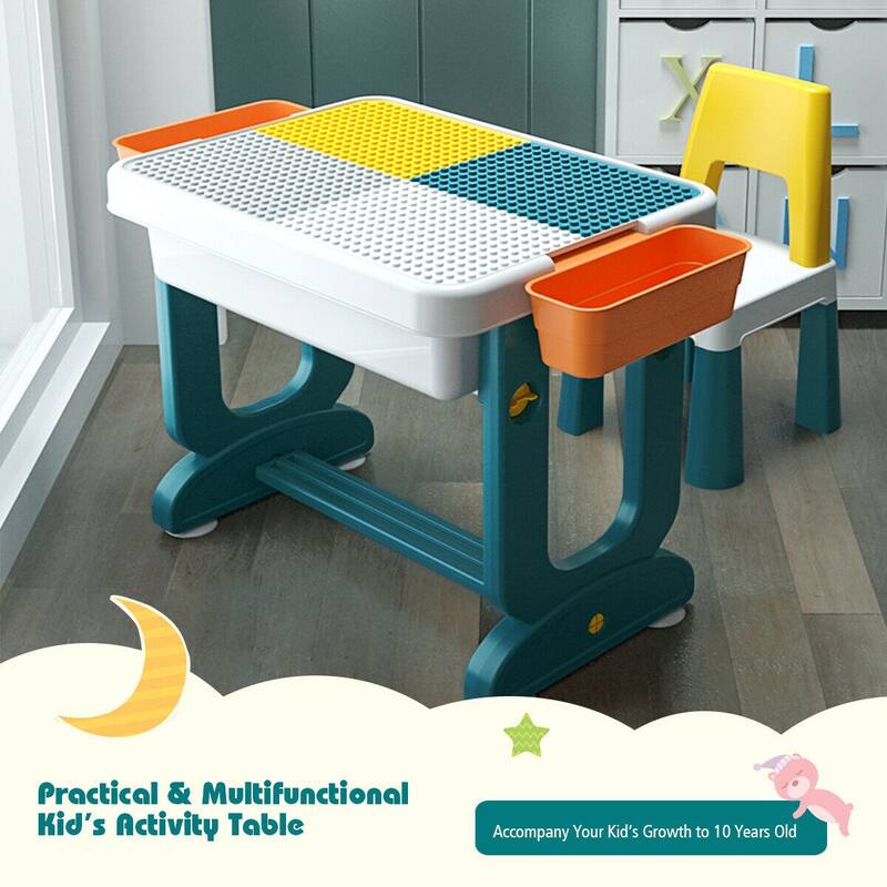 Gymax 5 in 1 Kids Activity Table Set w/ Chair Toddler Luggage Building - See Details