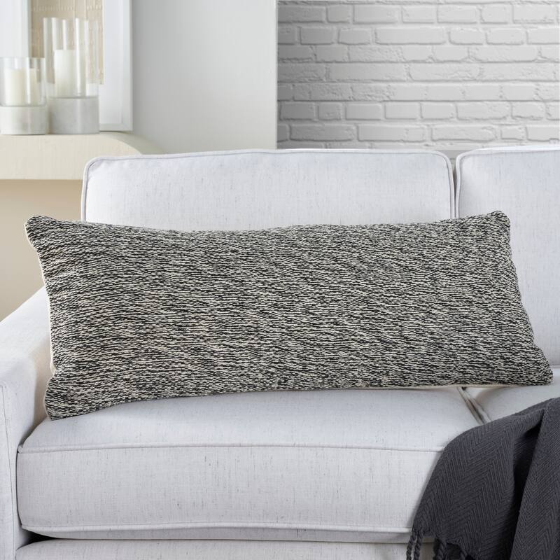 Mina Victory Life Styles Woven Cotton Modern Solid Throw Pillow , ( 12" x 30" )