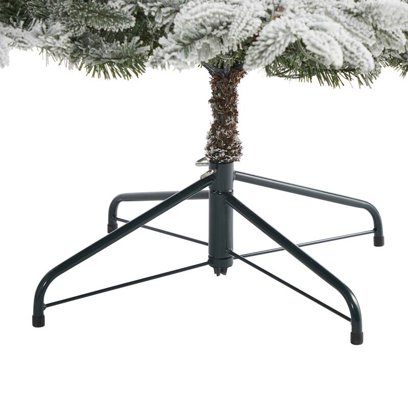 7.5' Flocked Manchester Spruce Artificial Christmas Tree with 450 Lights and 949 Bendable Branches