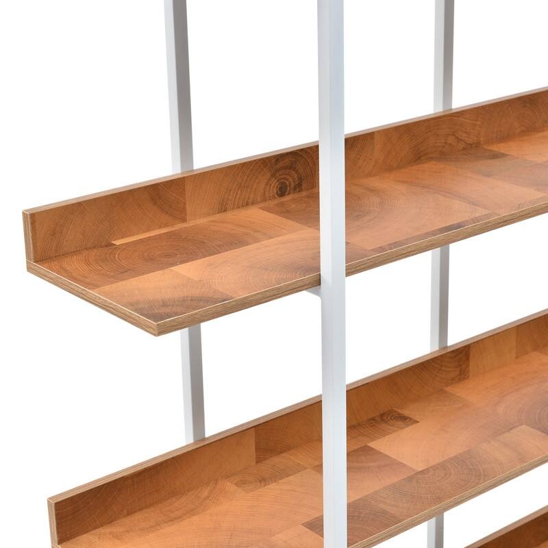Industrial Style 5-Tier Cross Design Bookcase Home Office Open Bookshelf, Vintage Industrial Style Shelf, MDF Board