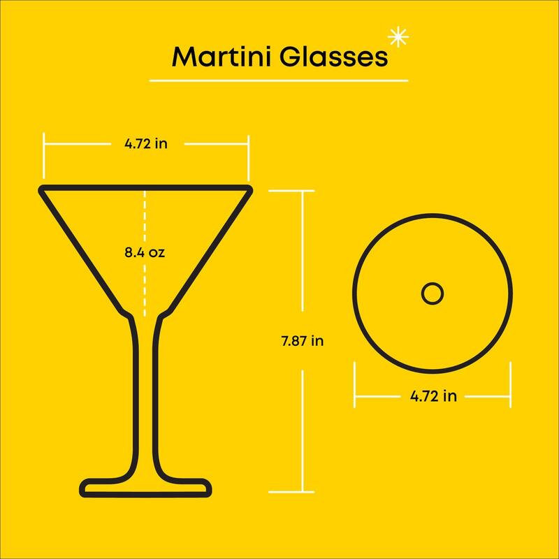 Olivia Premium Stemmed Martini Glasses - 9.2 oz - Set of 4 - 9.2 oz