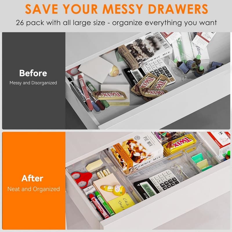 Clear Plastic Drawer Organizer Divider Tray On Sale Bed Bath