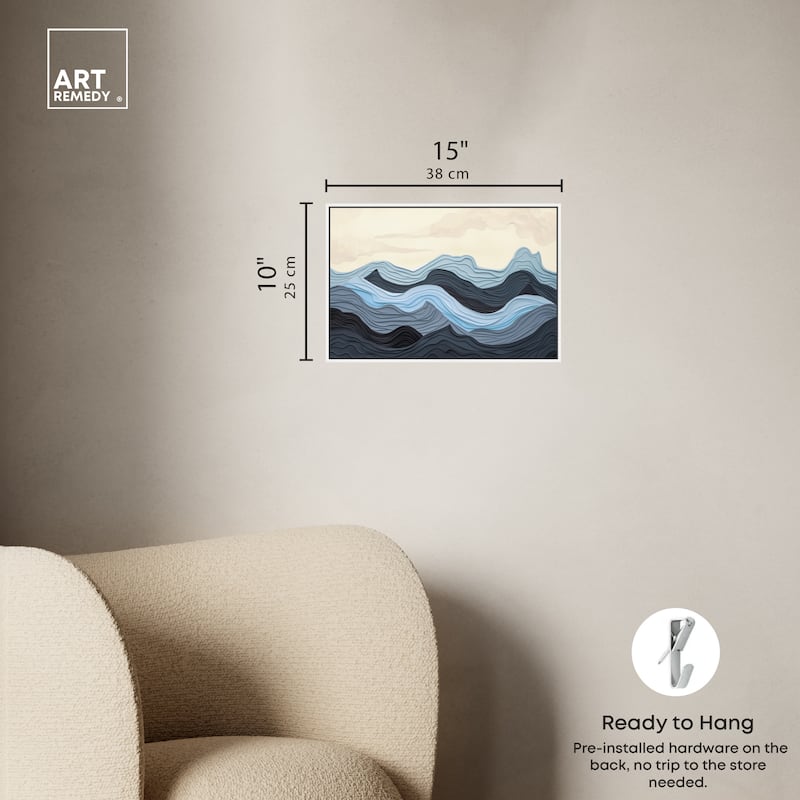 Art Remedy Waverly Framed Blue Abstract 1 Piece Canvas Wall Art