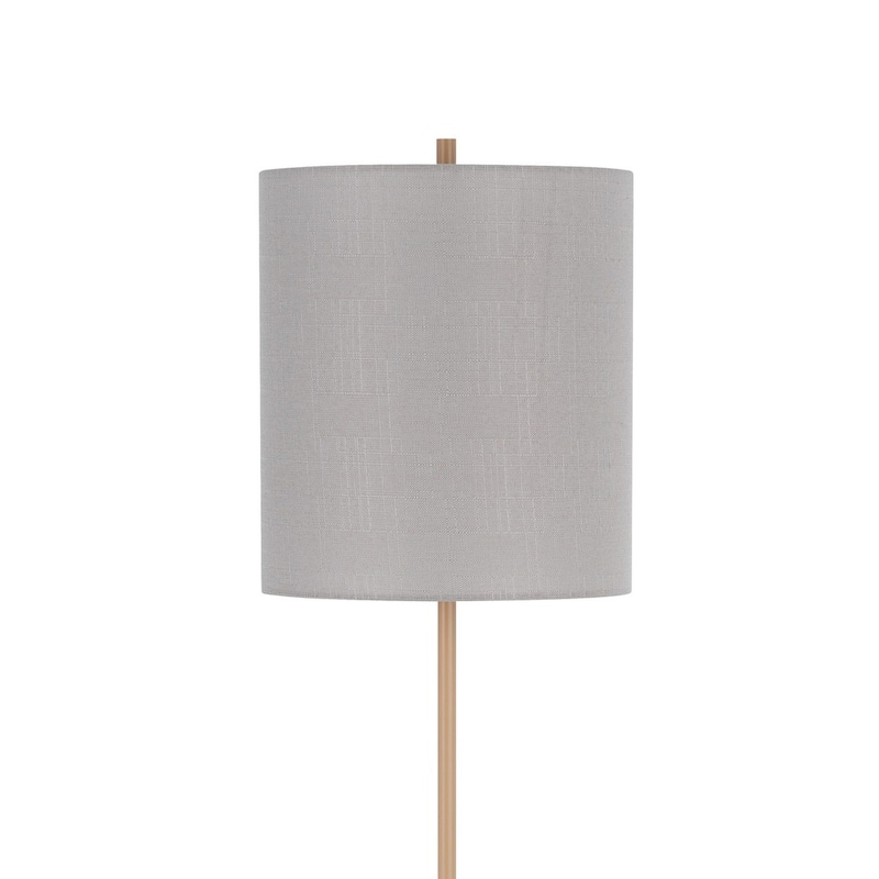 Plue 62 Inch Floor Lamp, Brown Pole w Star Wood Base, White Shade